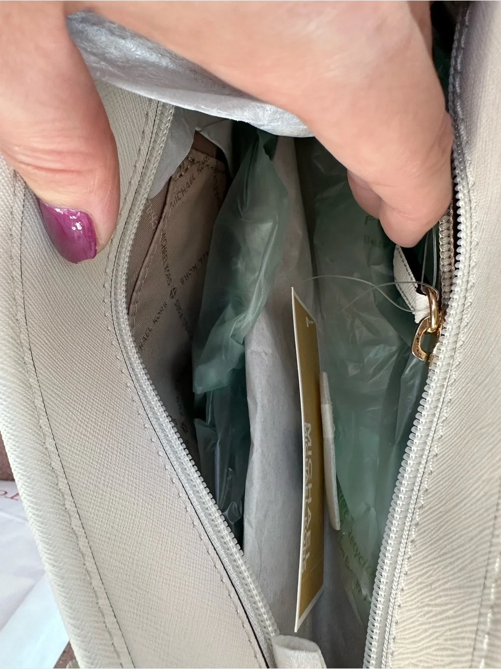 Michael Kors White/Beige Signature Tote with Matching Wallet